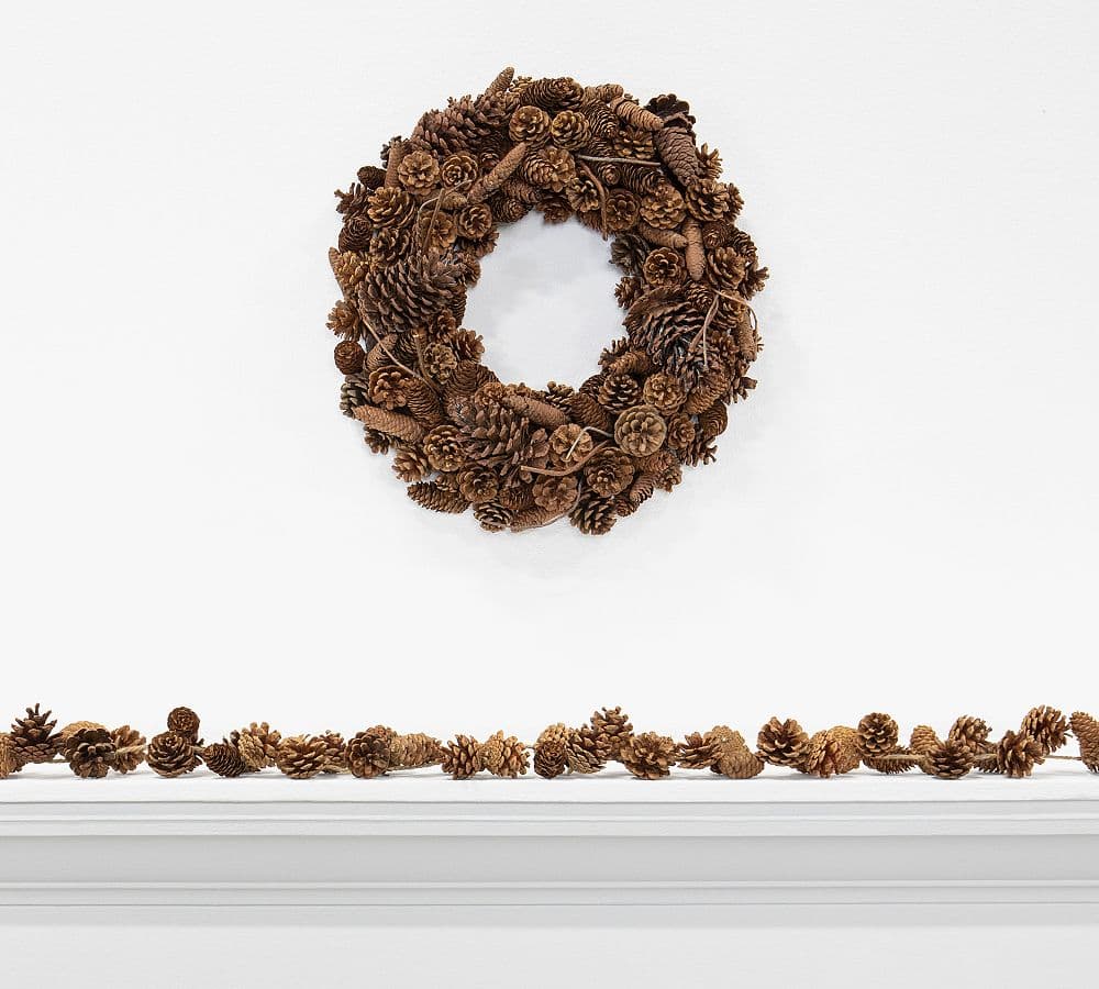 Faux Pinecone Wreath & Garland | Pottery Barn