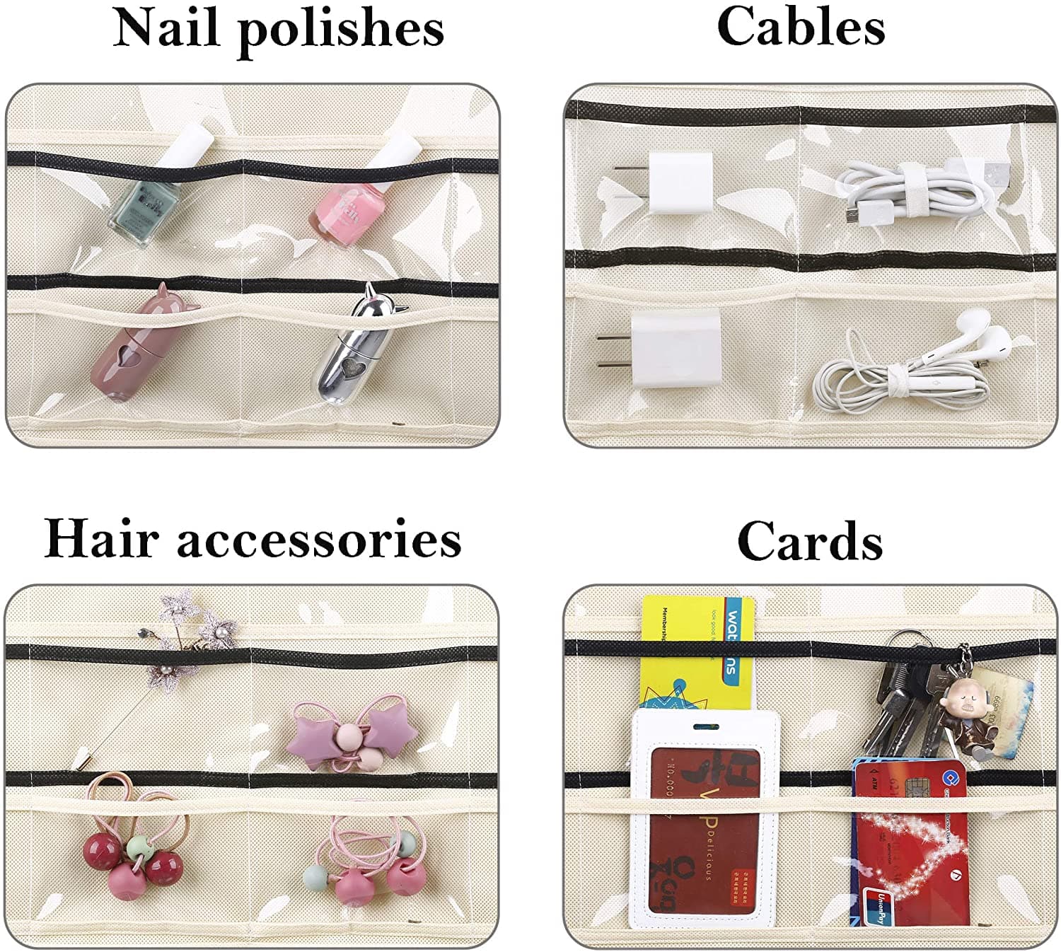 MISSLO Hanging Jewellery Organiser 80 Clear Pockets & 7 Hook Loops ...