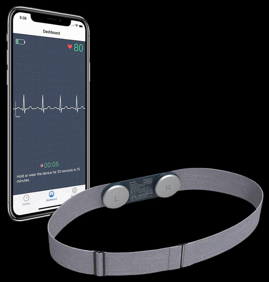 Wellue DuoEK Bluetooth ECG Monitor, Wearable Chest Strap Wireless Heart ...