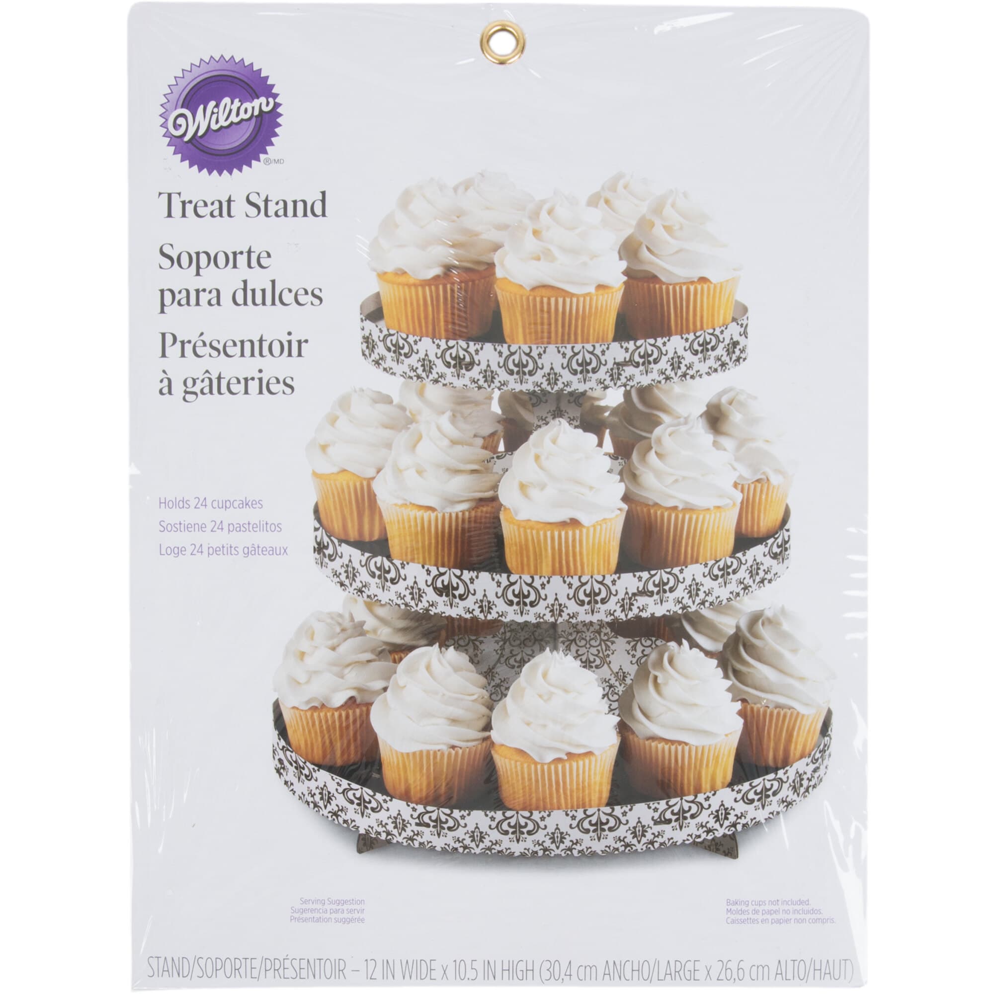 Wilton 1512-0703 3-Tier Damask Disposable Cupcake Stand