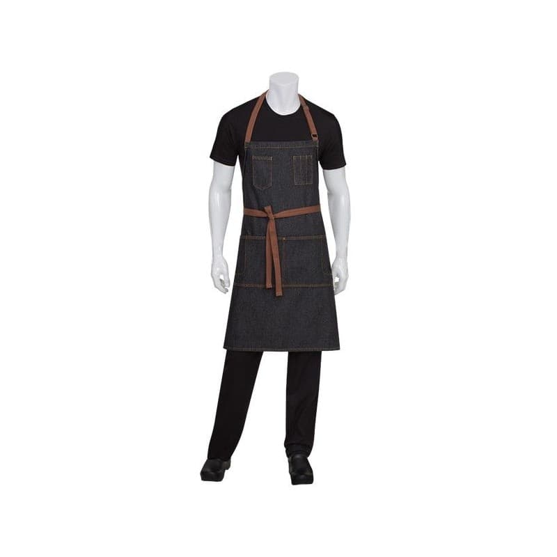 Buy Chef Works Memphis Bib Apron Black Denim - AB035,Chef Works,Cooks