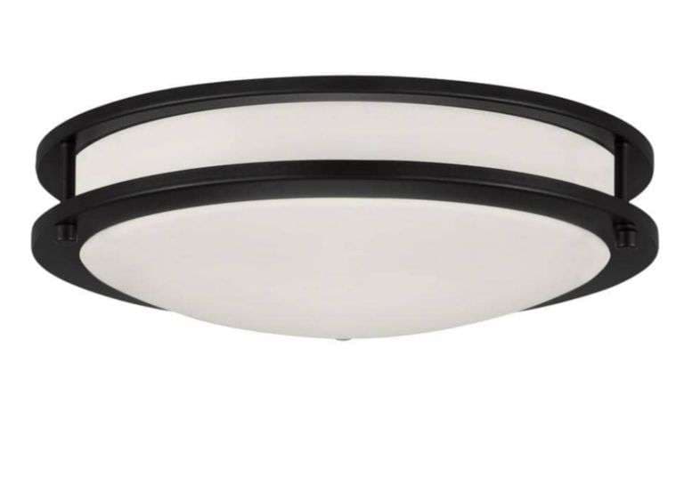 Hampton Bay Flaxmere 14 in. Bronze Dimmable LED Flush Mount Ceiling ...