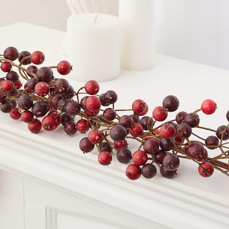 Burgundy and Red Artificial Berry Garland - Winter Holiday Garlands ...