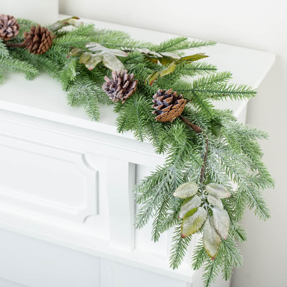 Artificial Frosted Pine Garland - Winter Holiday Garlands - Christmas ...
