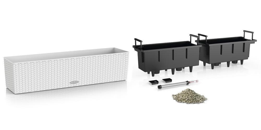 Set of White LECHUZA BALCONERA Cottage 80 Poly Resin Window Box Self ...