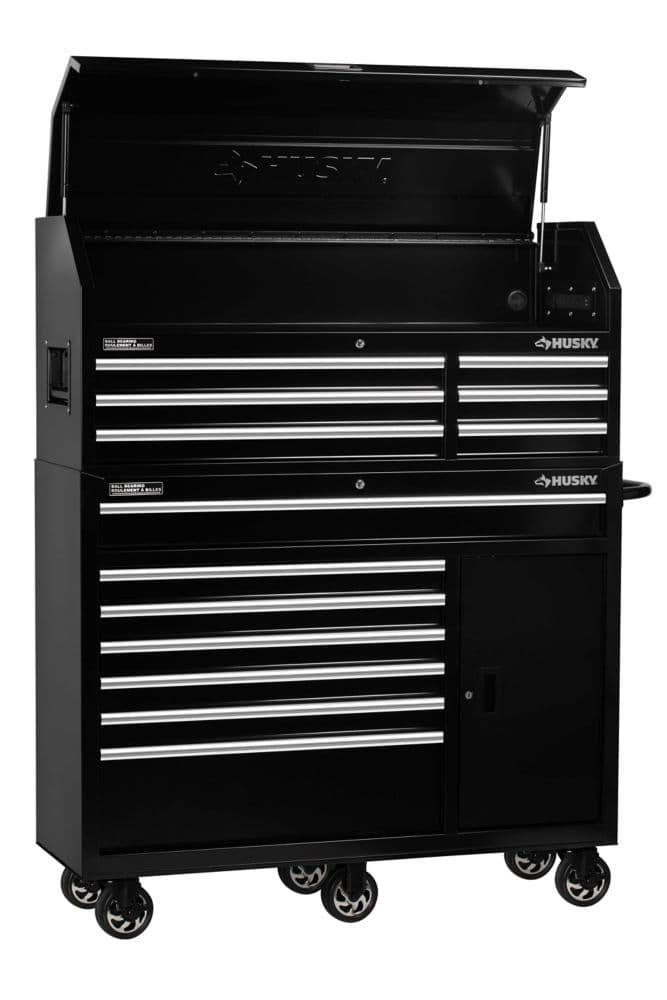 Husky 52-inch 13-Drawer Tool Storage Chest and Cabinet Combo in Black ...