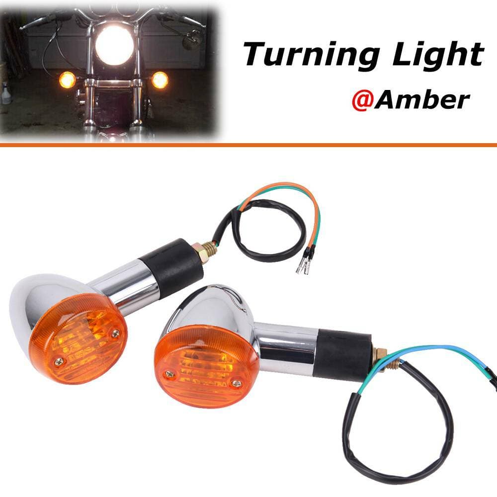 1 PAIR Chrome Amber Motorcycle Turn Signal Brake Blinker Lights For ...