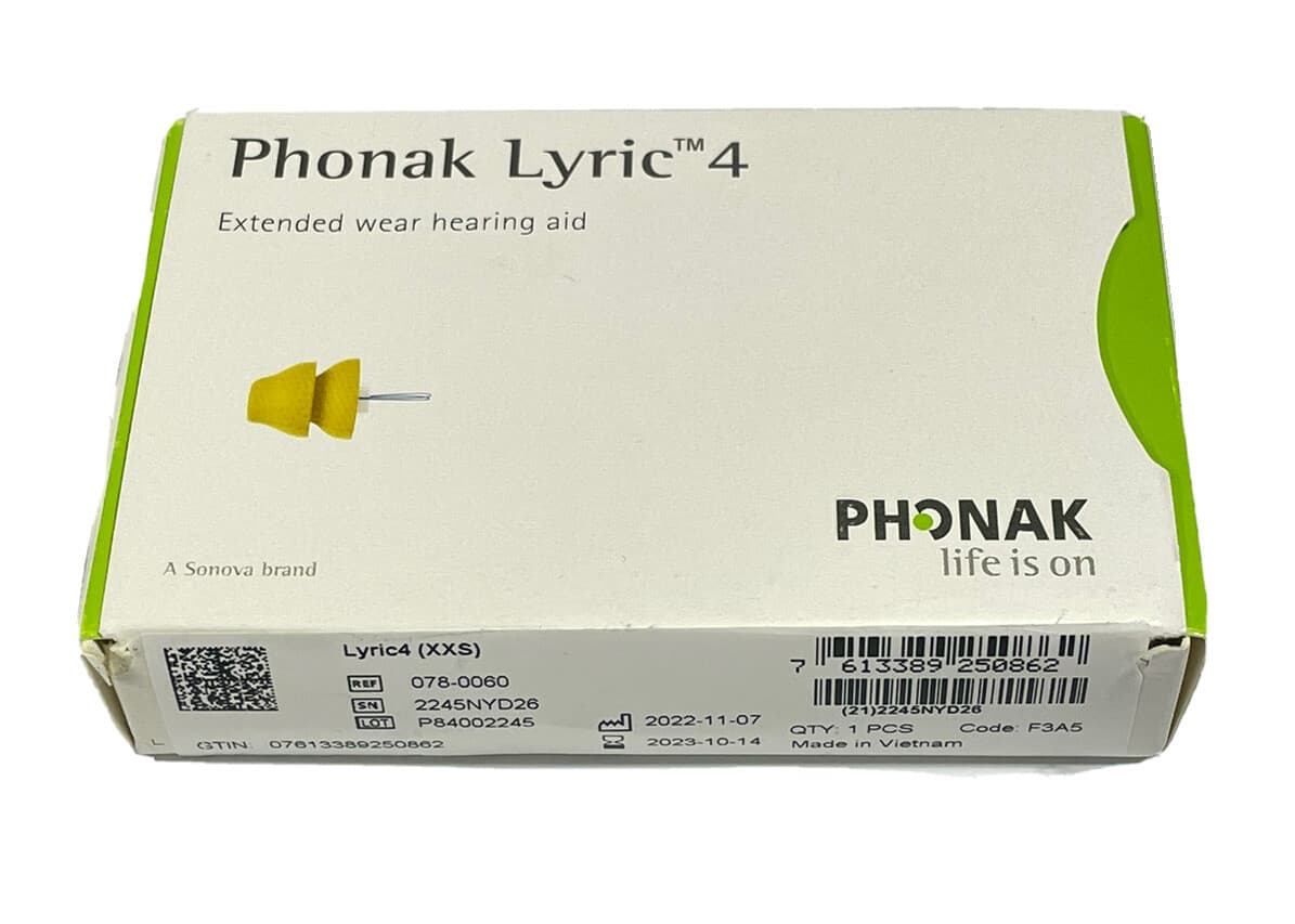 Phonak Lyric 4 XXS Invisible Hearing Aid Lyric4 078-0060 Extended wear ...