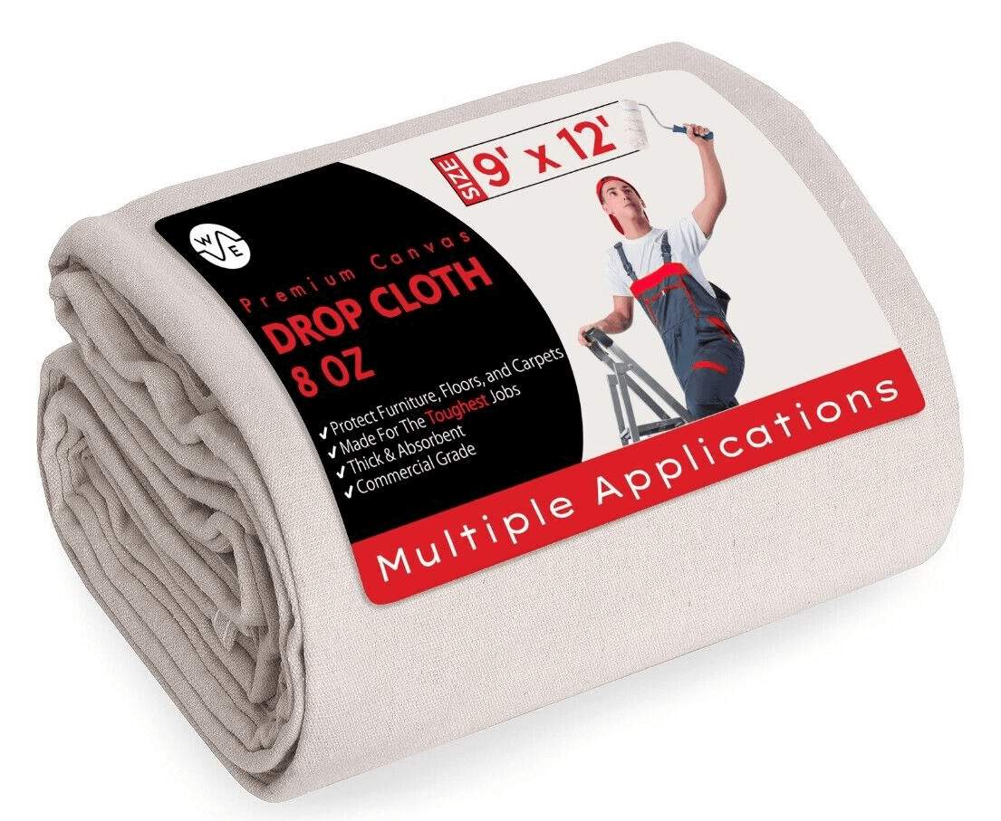 Heavy Duty Canvas Drop Cloth - 9x12 Ft - Multi Purpose - 8 Oz. Painting ...