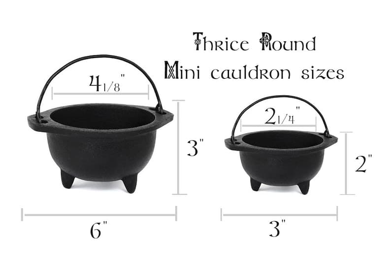 Altar Cauldron - 2 Sizes Cast Iron Mini Cauldron for Tabletop Use ...