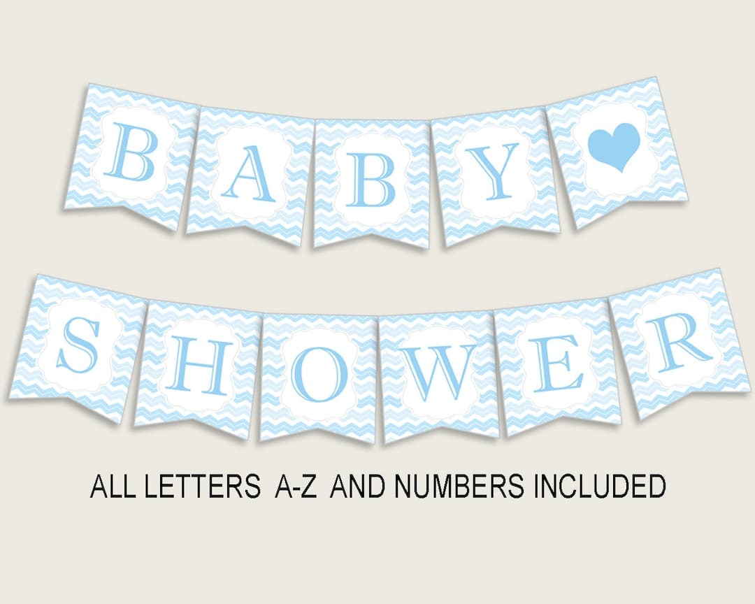 Chevron Baby Shower Banner All Letters, Birthday Party Banner Printable ...