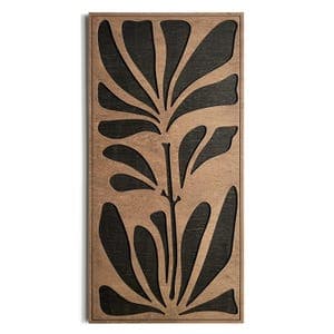 Botanical Leaf Wood Wall Art – Modern Black and Walnut Wooden Wall ...