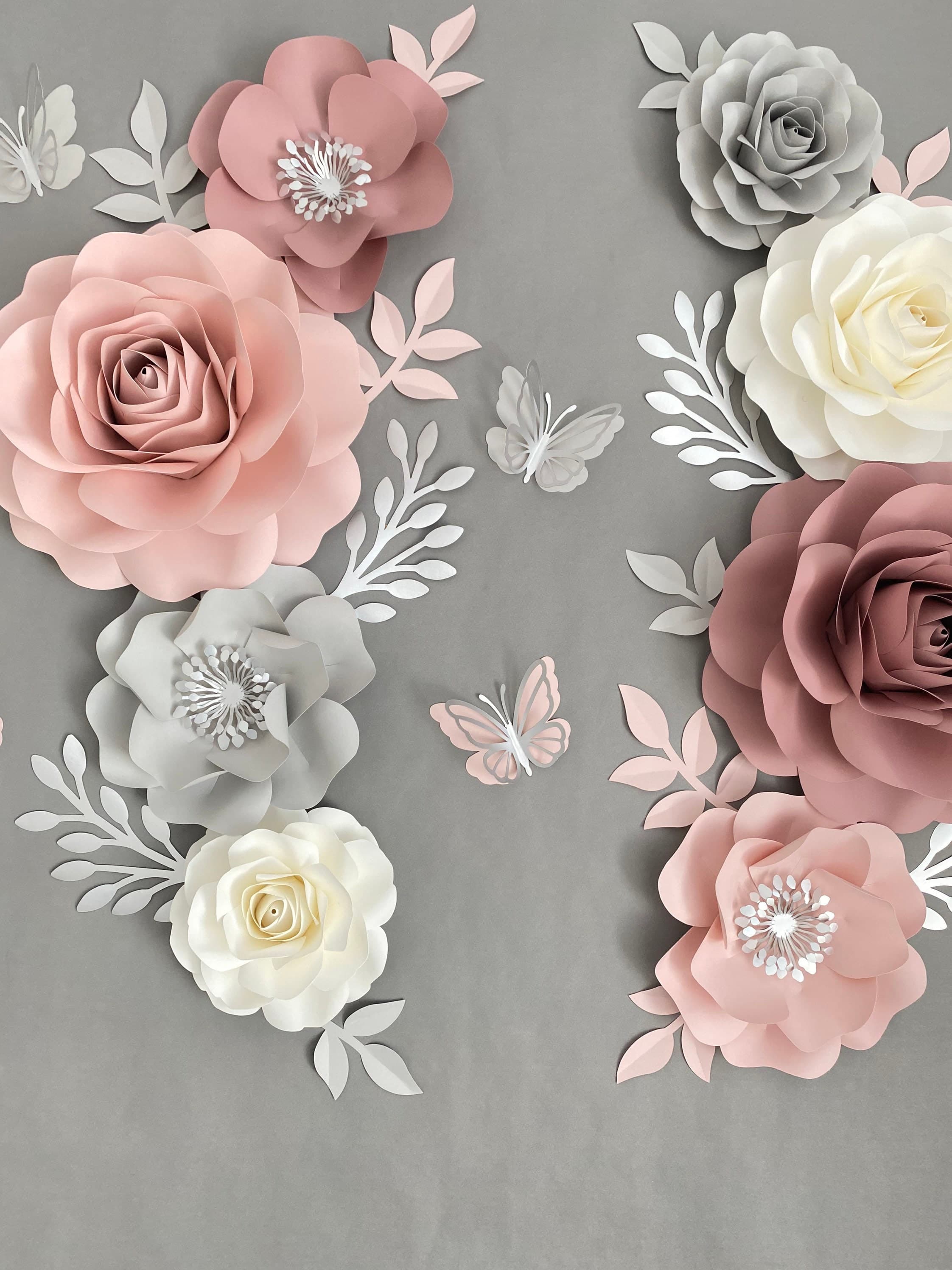 Dusty Rose Paper Flower Wall Decor: Nursery Rose Set - Etsy