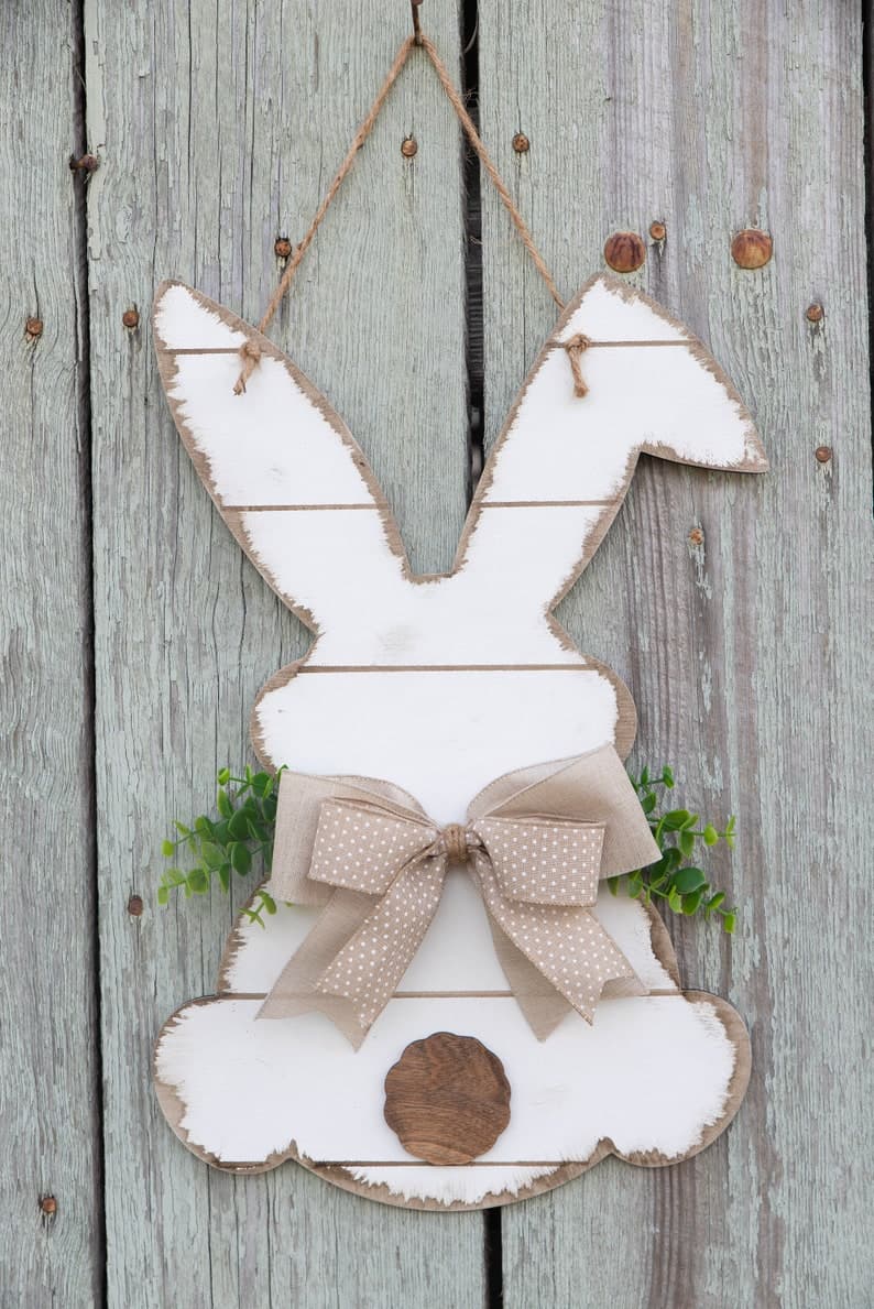 Easter Door Hanger Spring Shiplap Bunny Sign Rustic Decor - Etsy