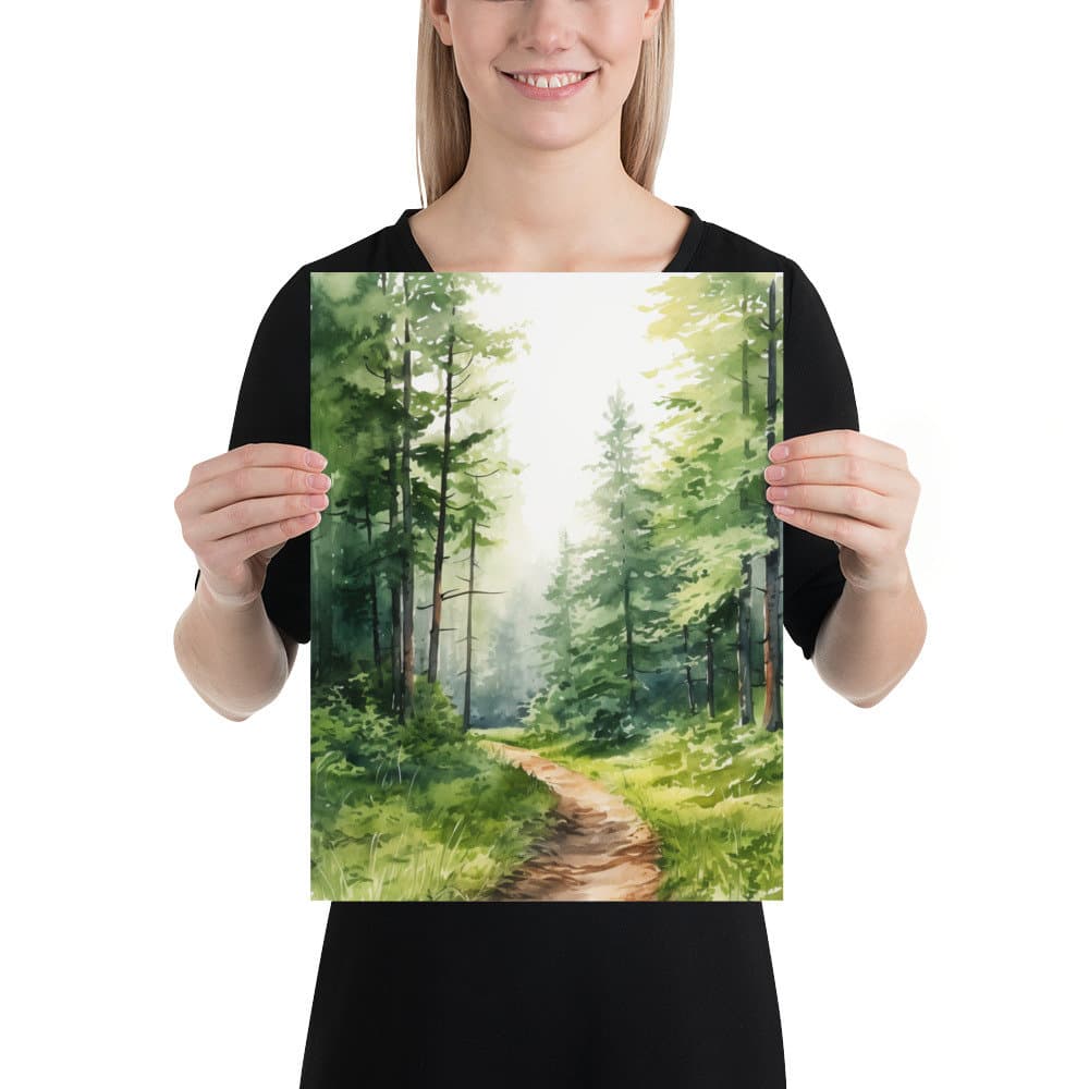 Spring Forest Path Art Watercolor Painting Green Nature Poster Large ...