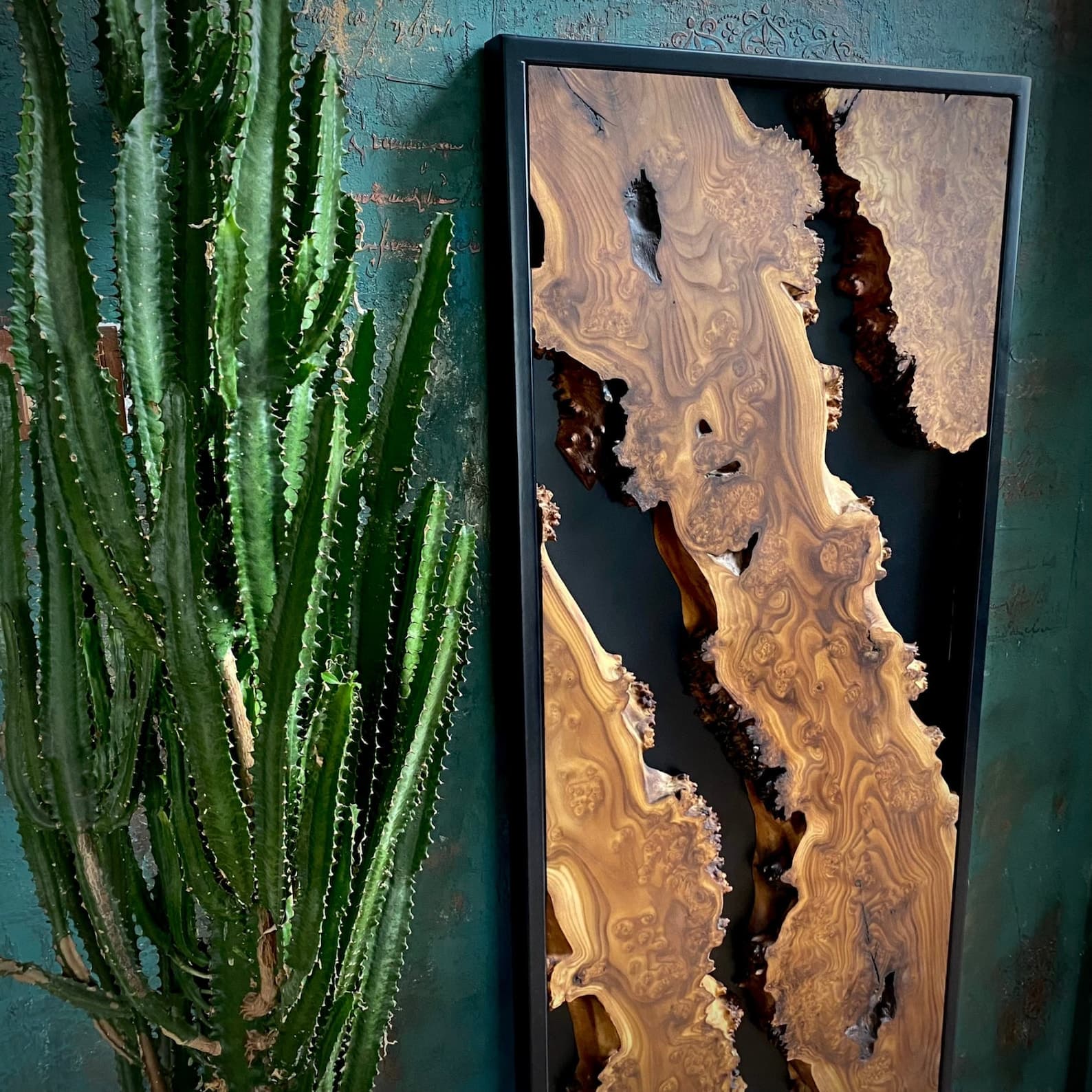 Handmade Live Edge Wood Wall Decor With Black Frame, Custom Made Wooden ...