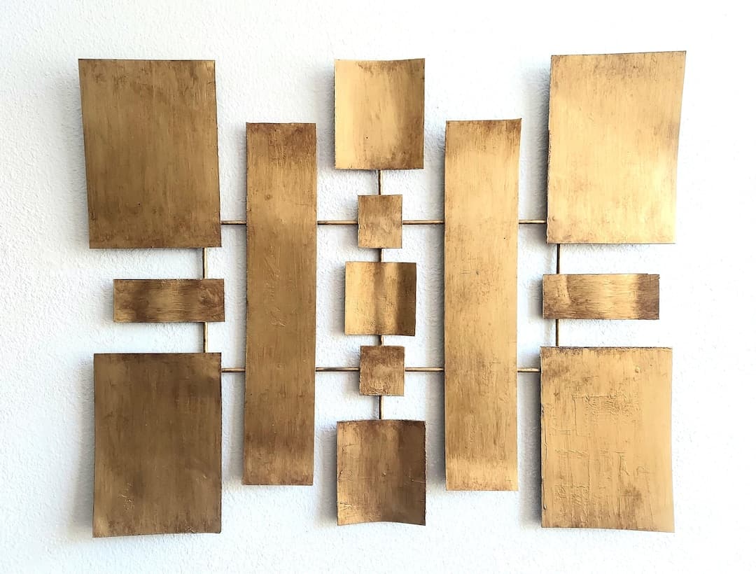 Geometric Abstract Metal Wall Hanging Sculpture Antique Gold - Etsy