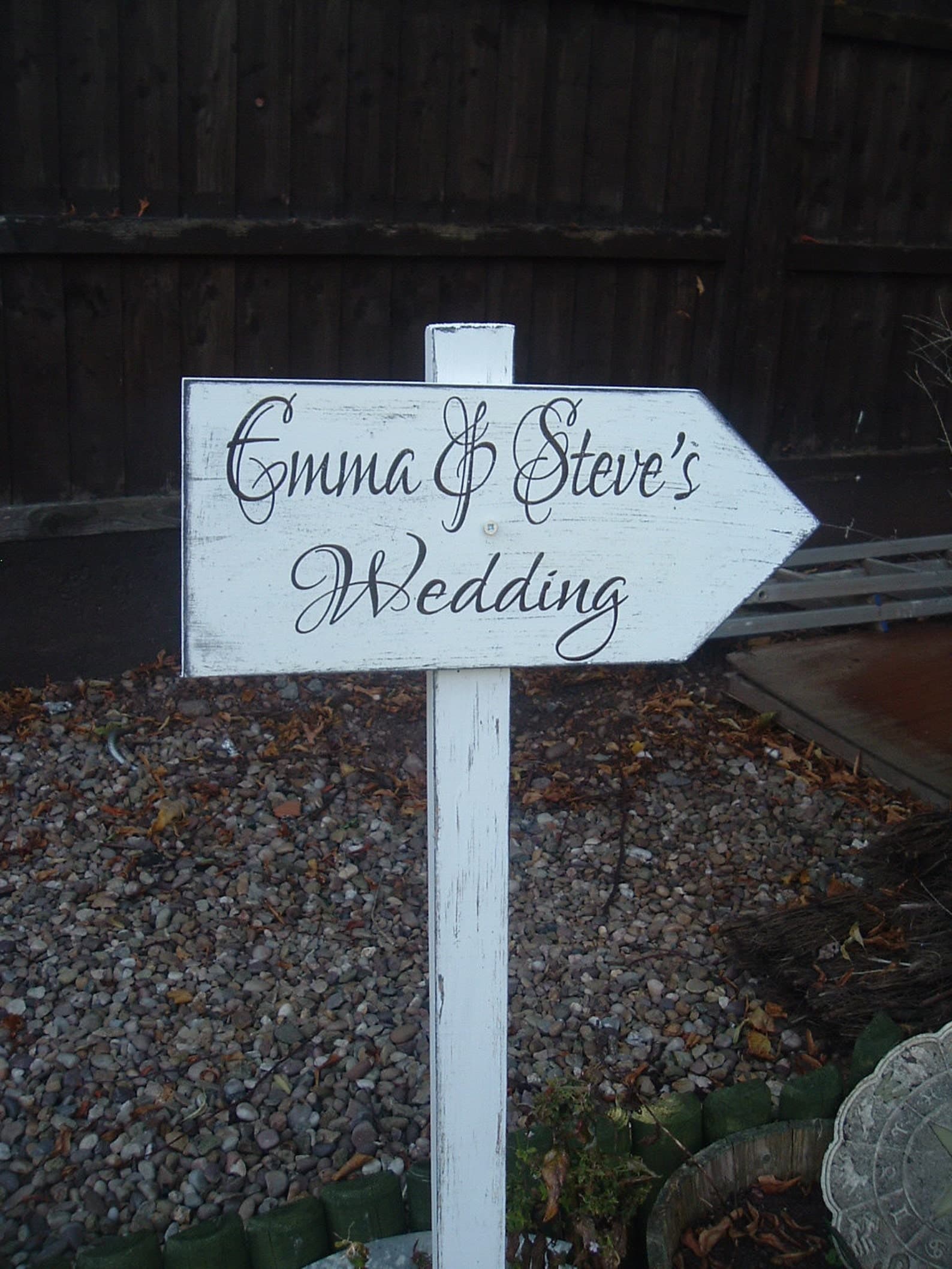 Large Shabby Wooden Wedding Arrow Sign Vintage Wedding This | Etsy