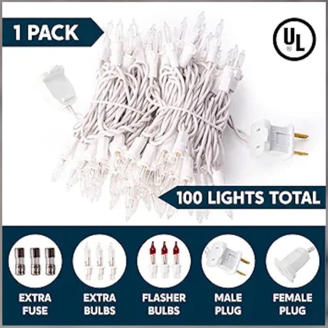 Warm White Christmas String Lights Indoor Outdoor – 100 Count Mini ...