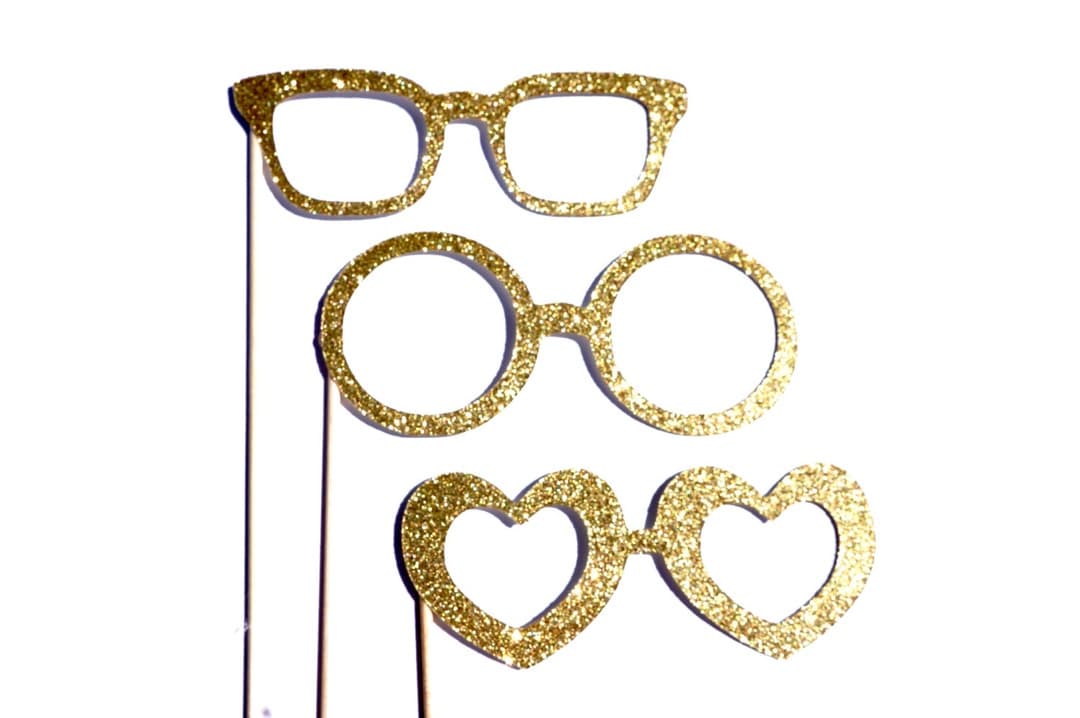 Photo Booth Props - Set of 3 Glitter Glasses - You Choose Color ...