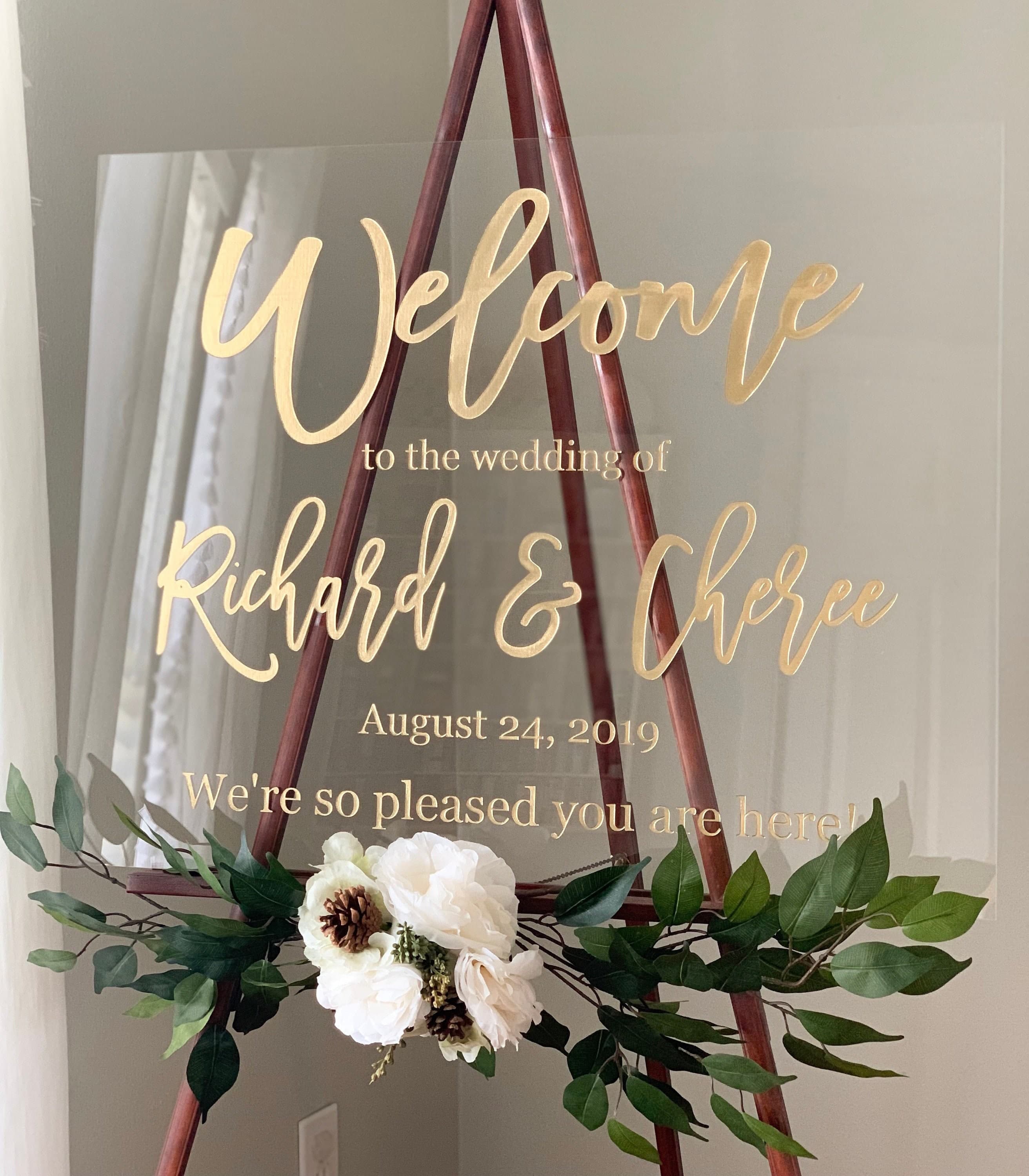Wedding welcome sign, acrylic wedding signage, hand lettered ...