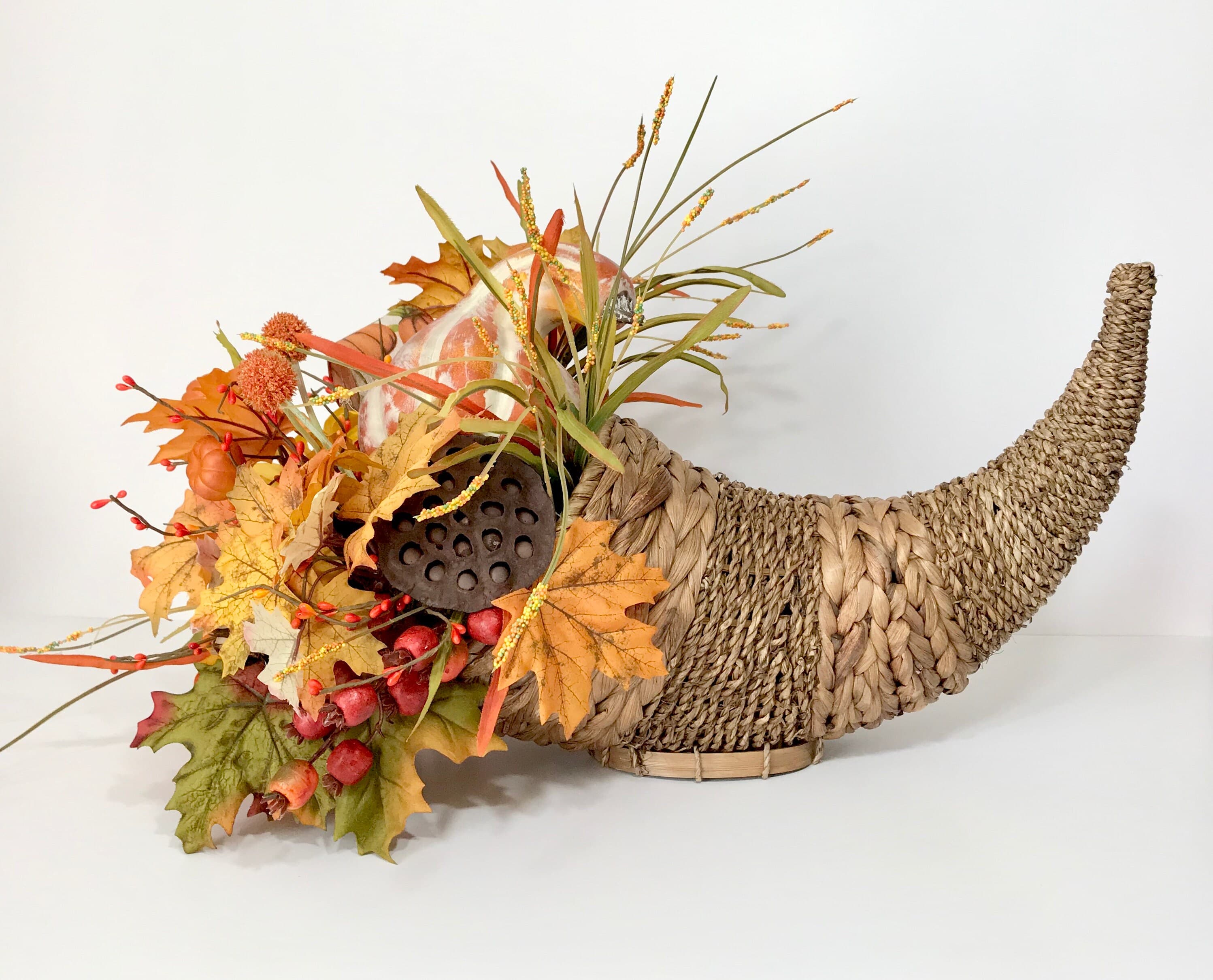 Ashland Harvest Home Wicker Cornucopia Centerpiece
