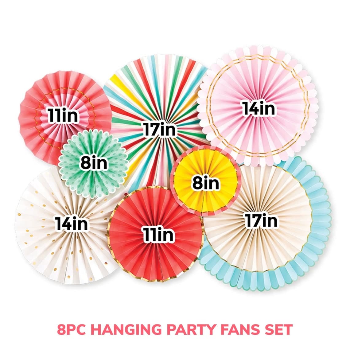 Rainbow Hanging Paper Fan Set Striped Birthday Party Fans - Etsy
