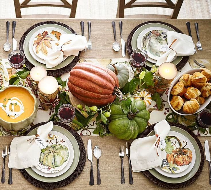 Harvest Pumpkin Tablescape | Pottery Barn | Thanksgiving table ...