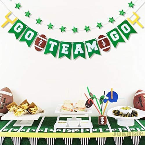 Game Day Football Party Banners - Felt Pennant Bunting, Green Hanging ...