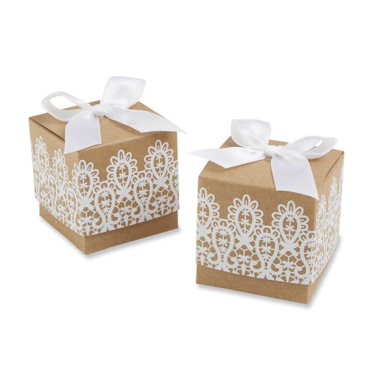 Kate Aspen Rustic Romance Kraft Lace Favor Box, Set of 24 | Wedding ...