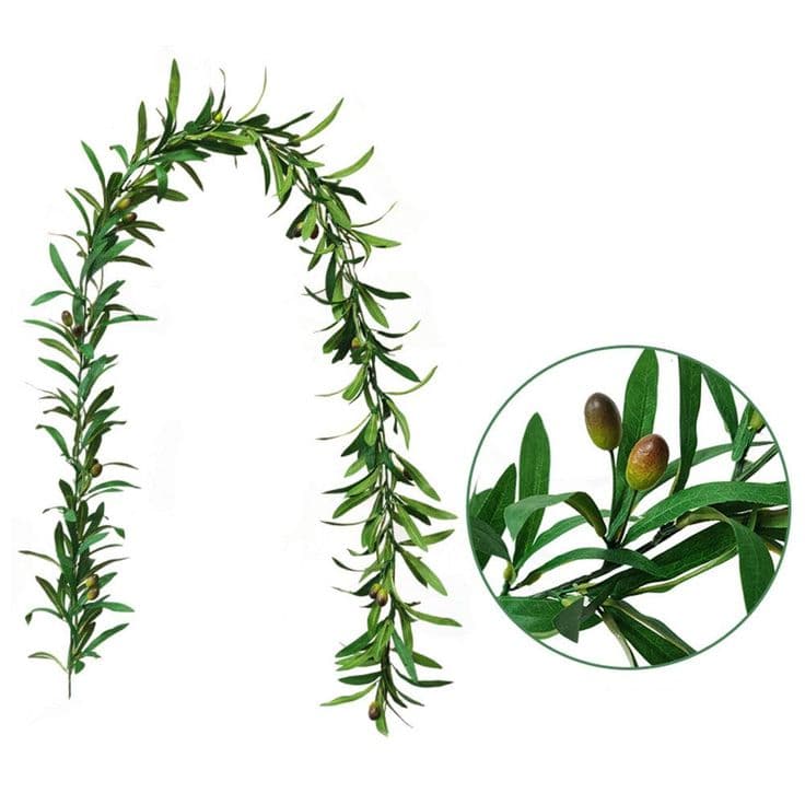 GWOKWAI Artificial Olive Leaf Garland, Olive Branch Wreath Ivy Vines ...