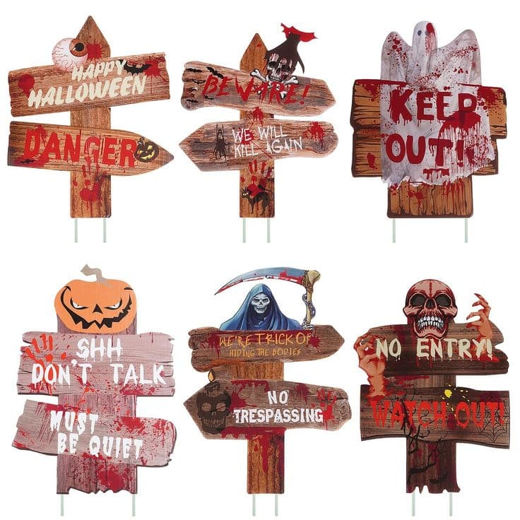 Halloween Decorations Yard Signs Stakes Props Outdoor 6 Pack Halloween ...