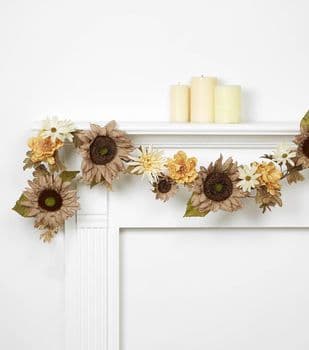 Blooming Autumn Berry, Sunflower & Mum Garland for Fall Home Decorations