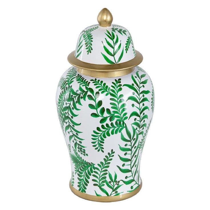 A&B Home Leafy Porcelain Ginger Jar Floor Decor, Green | Ginger jars ...