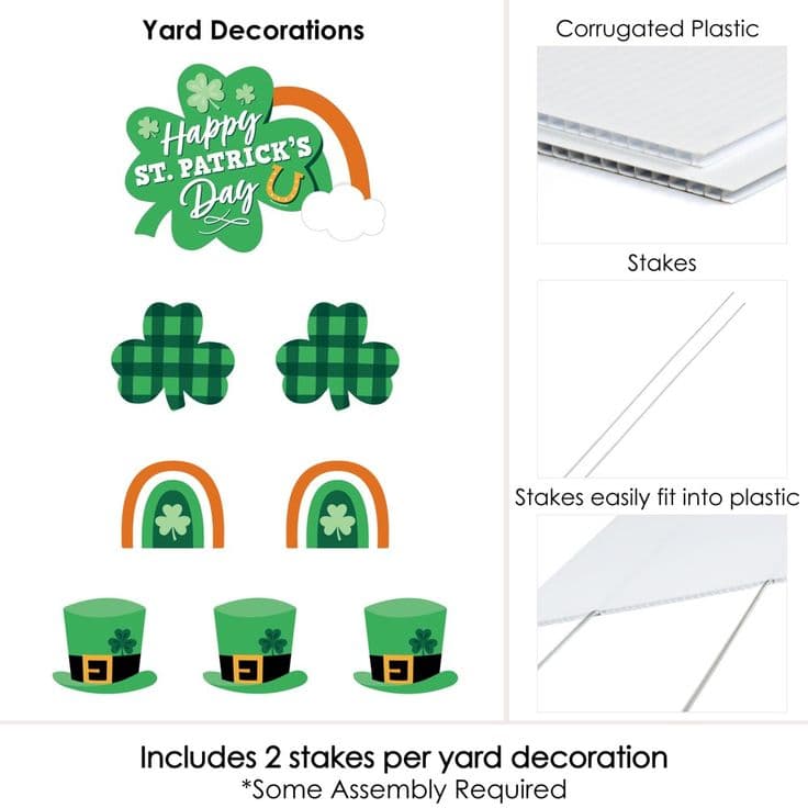 Big Dot of Happiness Shamrock St. Patrick s Day Yard Sign & Outdoor Lawn Decorations Set