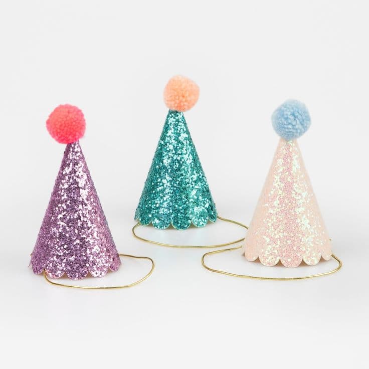 Meri Meri Glitter Mini Party Hats (Pack of 8) | Party hats, Party ...