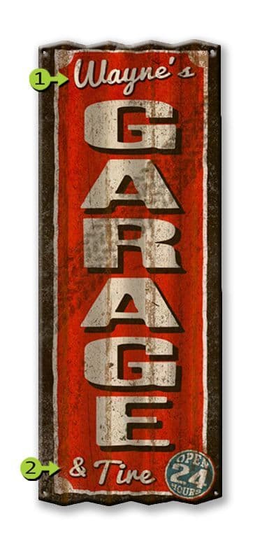 Garage & Tire - Personalized Corrugated Metal Sign | Garage signs ...