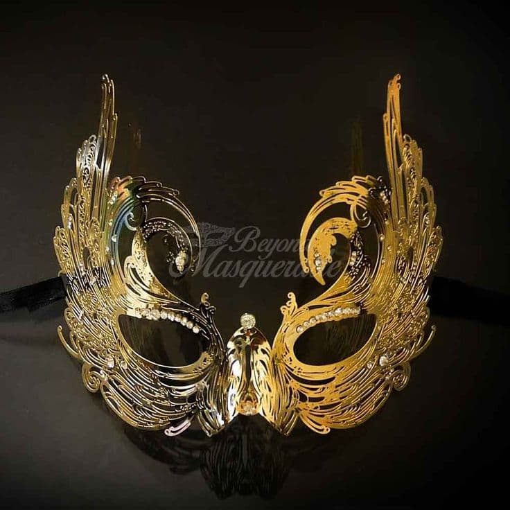 Luxury Metal Mardi Gras Venetian Masquerade Mask for Women M7166 [Gold ...