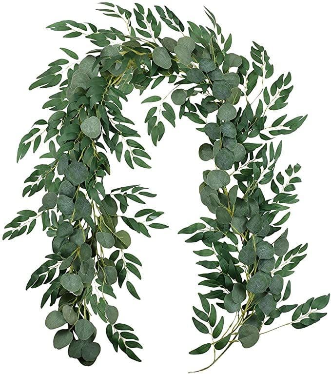 Amknn 5.9' Blended Faux Silver Dollar Eucalyptus and Willow Vines Twigs ...