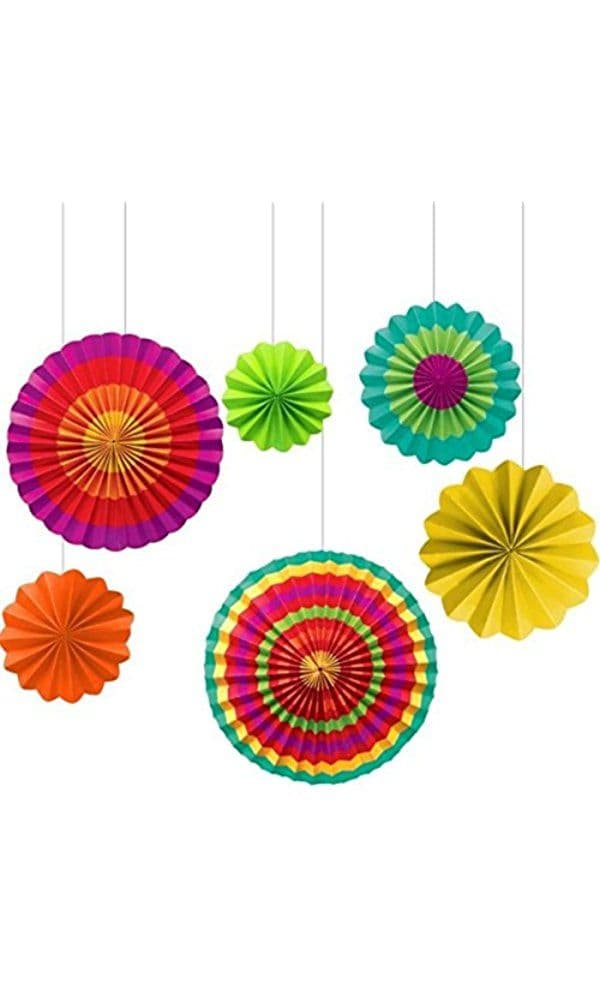 Amscan Fiesta Paper Fan Decorations (Set of 6) Best Price | Paper fan ...