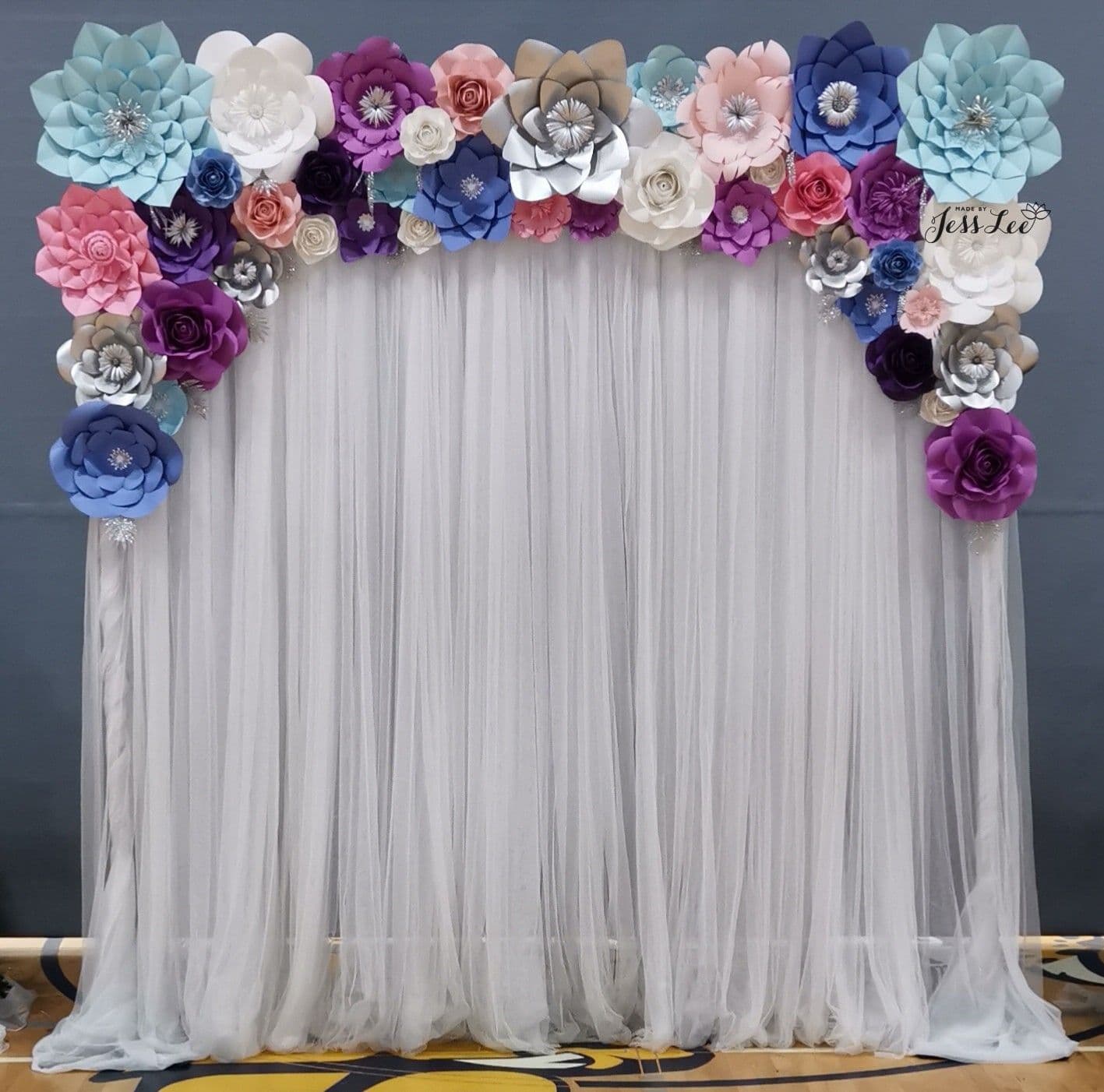 Colourful paper floral arch backdrop | Felt flowers diy, Flower wall ...