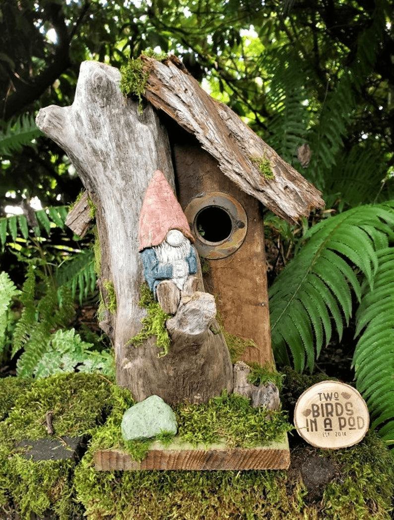 Rustic birdhouse gnome birdhouse fairy birdhouse whimsical | Etsy ...