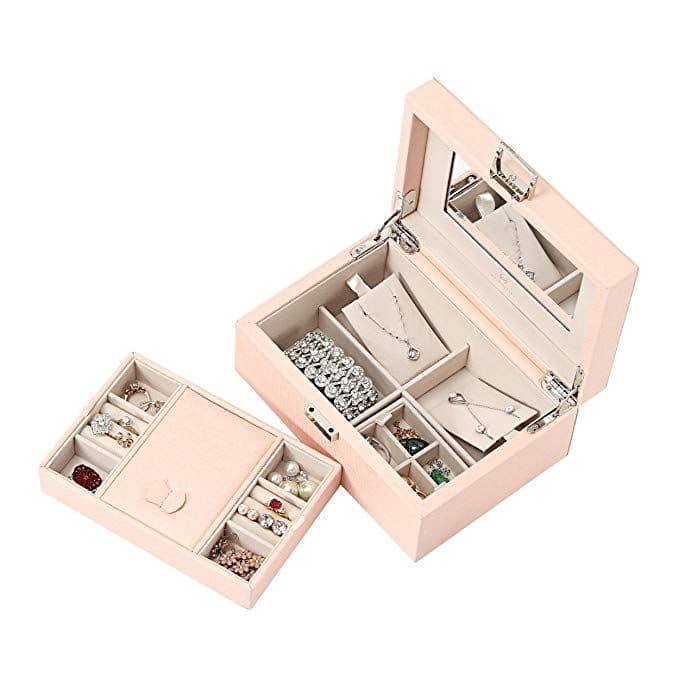 Vlando Jewelry Box, Jewelry Organizer and Storage with Mirror and Tray ...