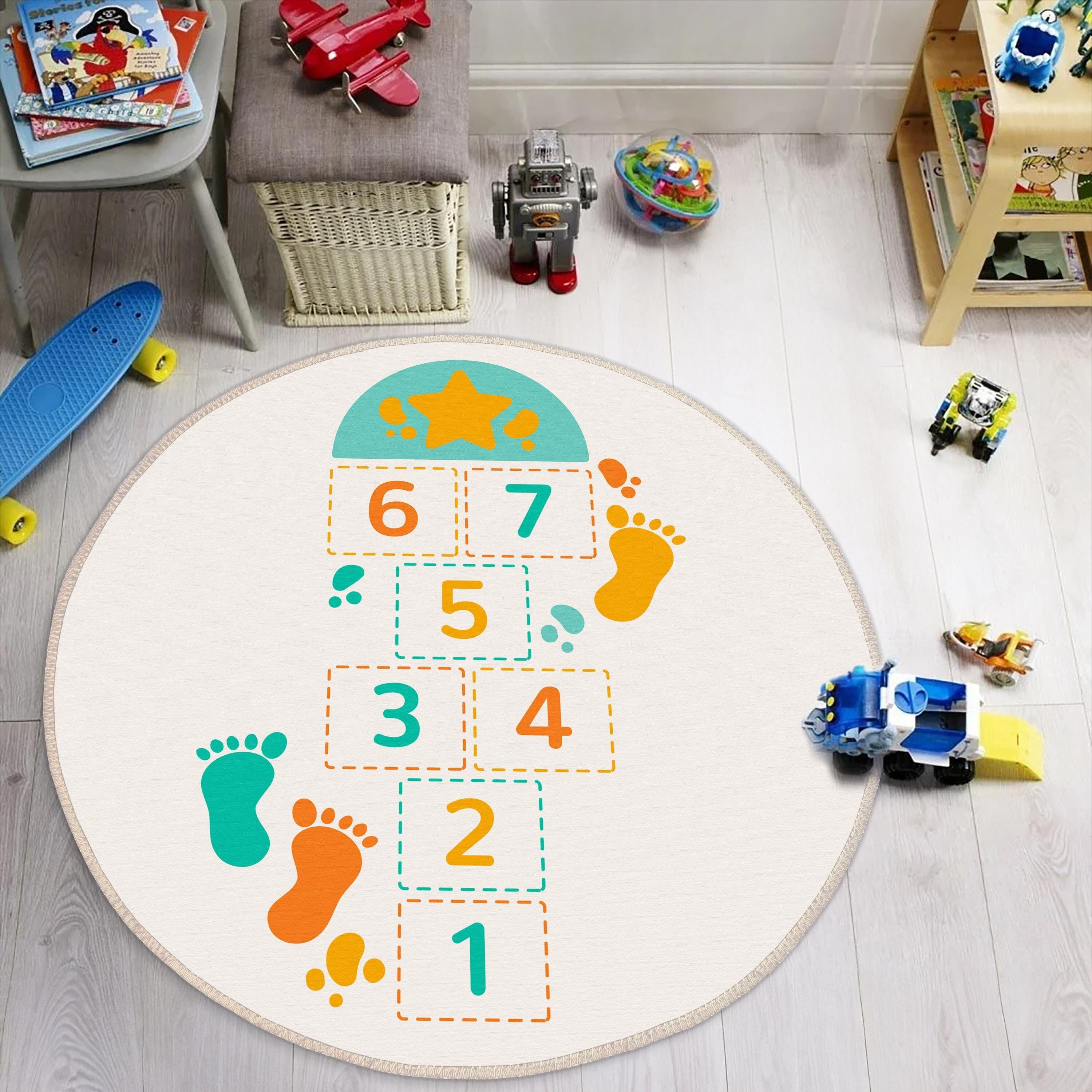Hopscotch Play Area Rug,playroom Activity Mat,kid's Room Game Carpet ...