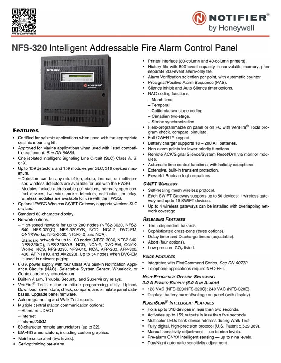 Notifier NFS-320 Control Panel | Fire alarm control panels, Alarm ...