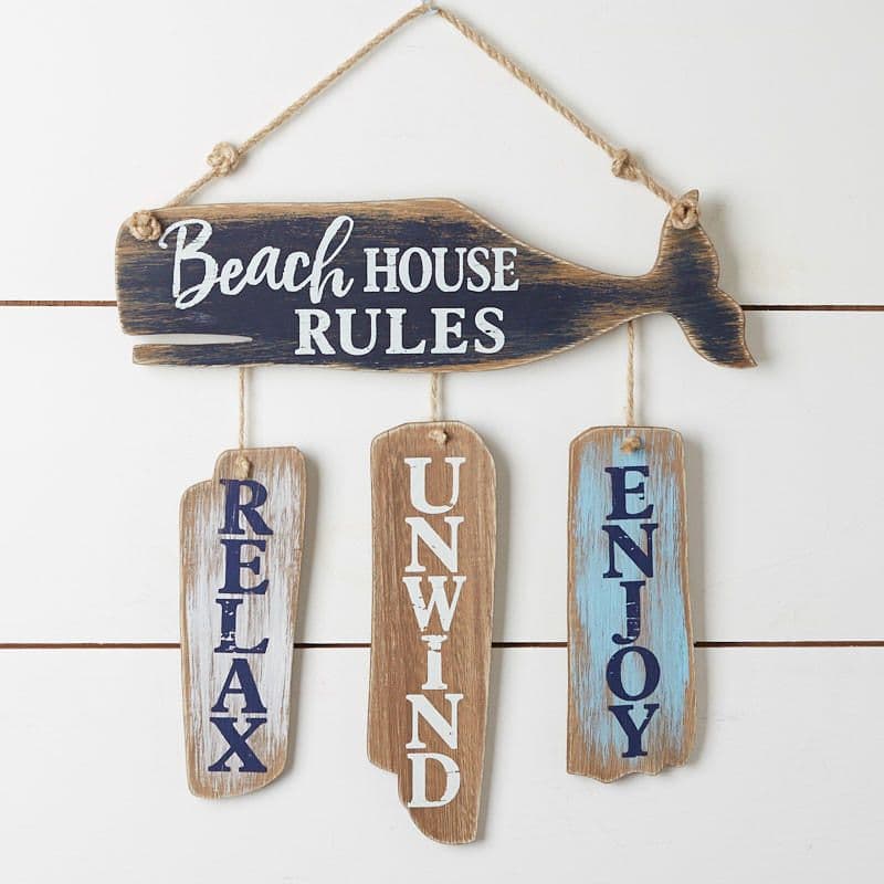 Rustic "Beach House Rules" Wall Sign - Coastal Decor - Home Decor ...