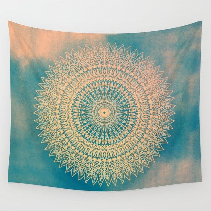 GOLDEN SUN MANDALA Wall Tapestry by nika | Society6 | Tapestry, Sun ...