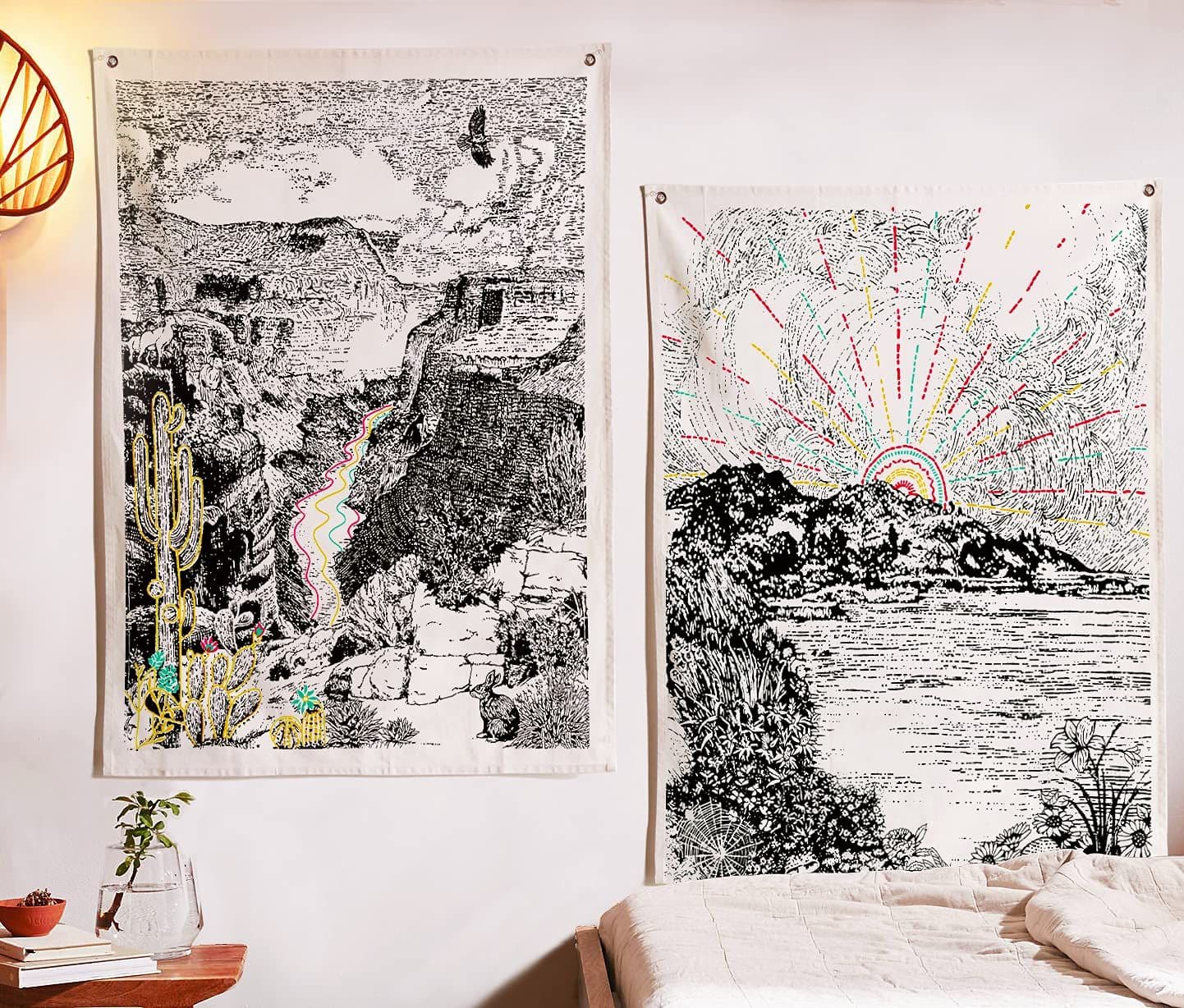 Landscape Tapestries - Aesthetic Bohemian Wall Hanging Tapestry for Bed ...