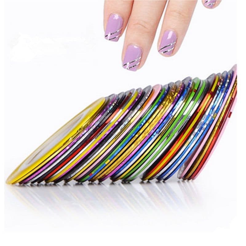 30 Rolls Colorful Striping Tape Line Nail Art Sticker Tools Beauty ...