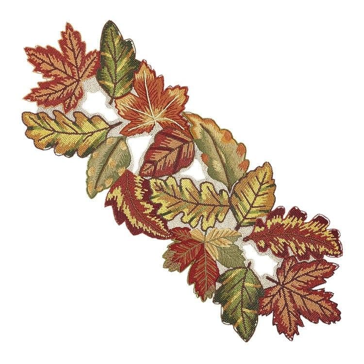 35" Beaded Leaves Harvest Table Runner | Harvest table, Beaded leaf ...